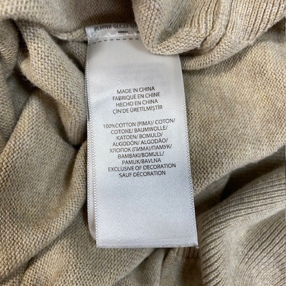 Polo Ralph Lauren Pima Cotton V Neck Sweater Tan Mens XL - Picture 11 of 12